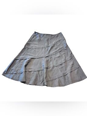 SANDRO Tiered Linen Midi Skirt, Size 16.